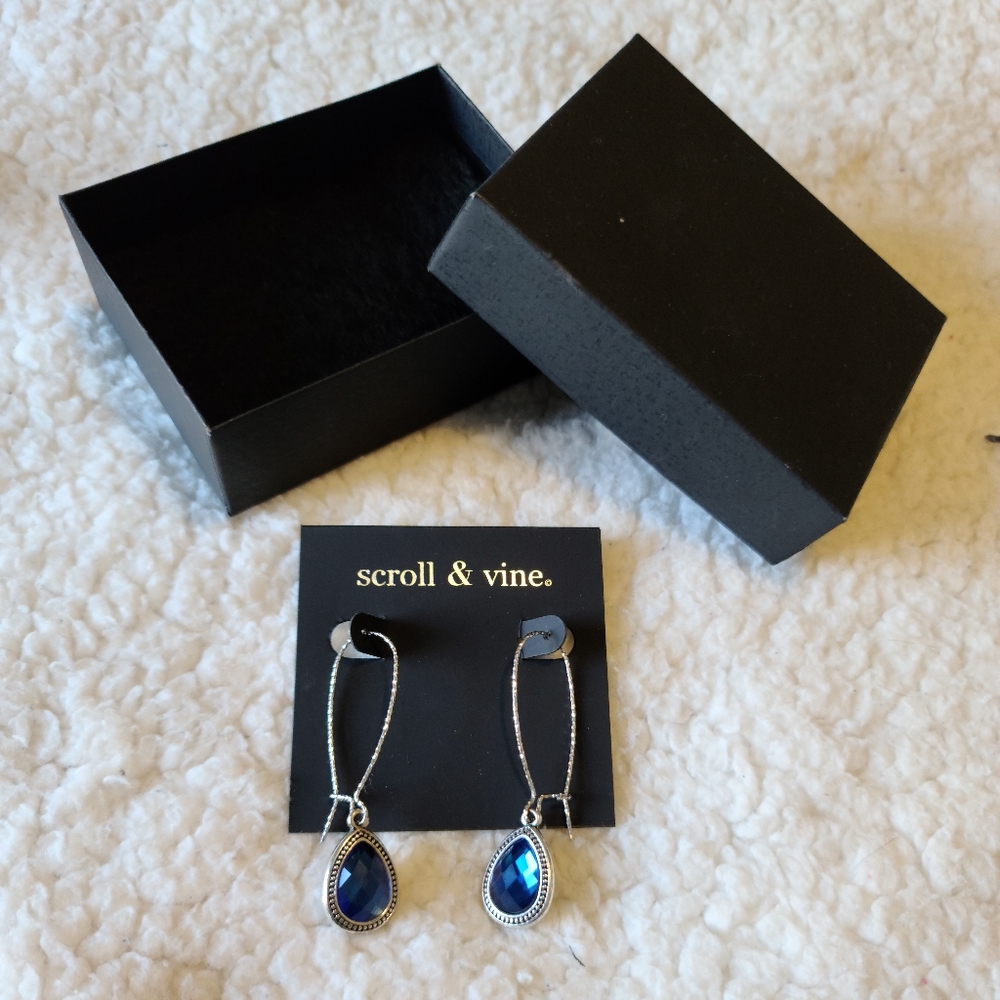 NWT Silver Earrings w/ Blue Stones